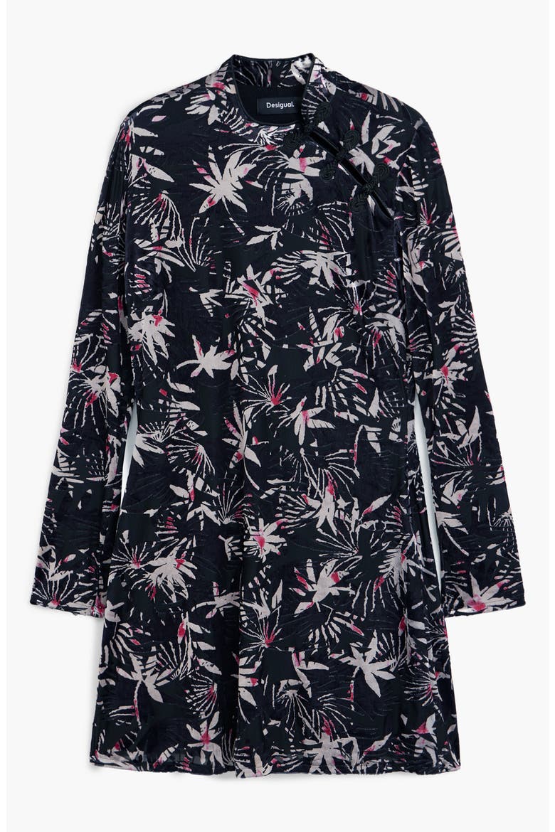 Print Long Sleeve Minidress, Alternate, color, BLACK