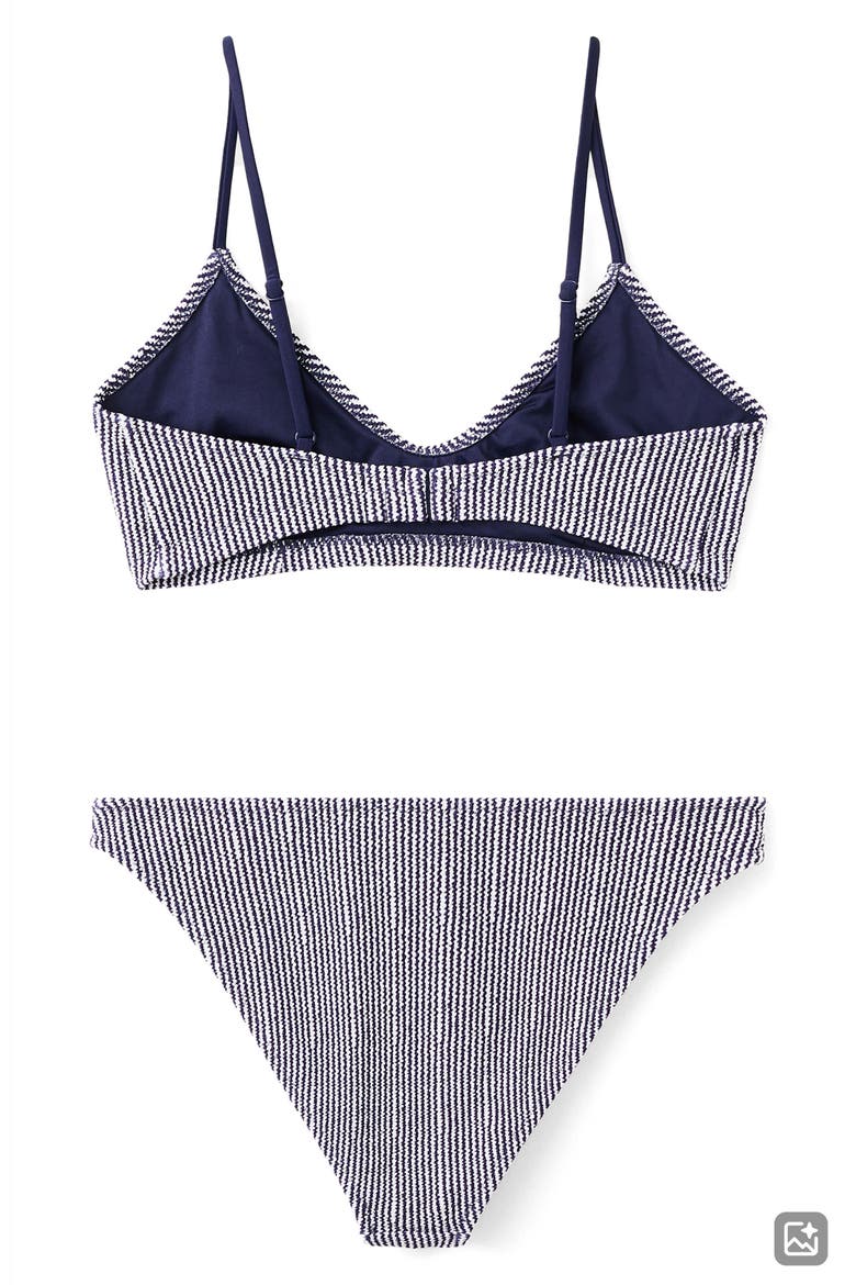 Stripe Texture Two-Piece Swimsuit, Alternate, color, NAVY