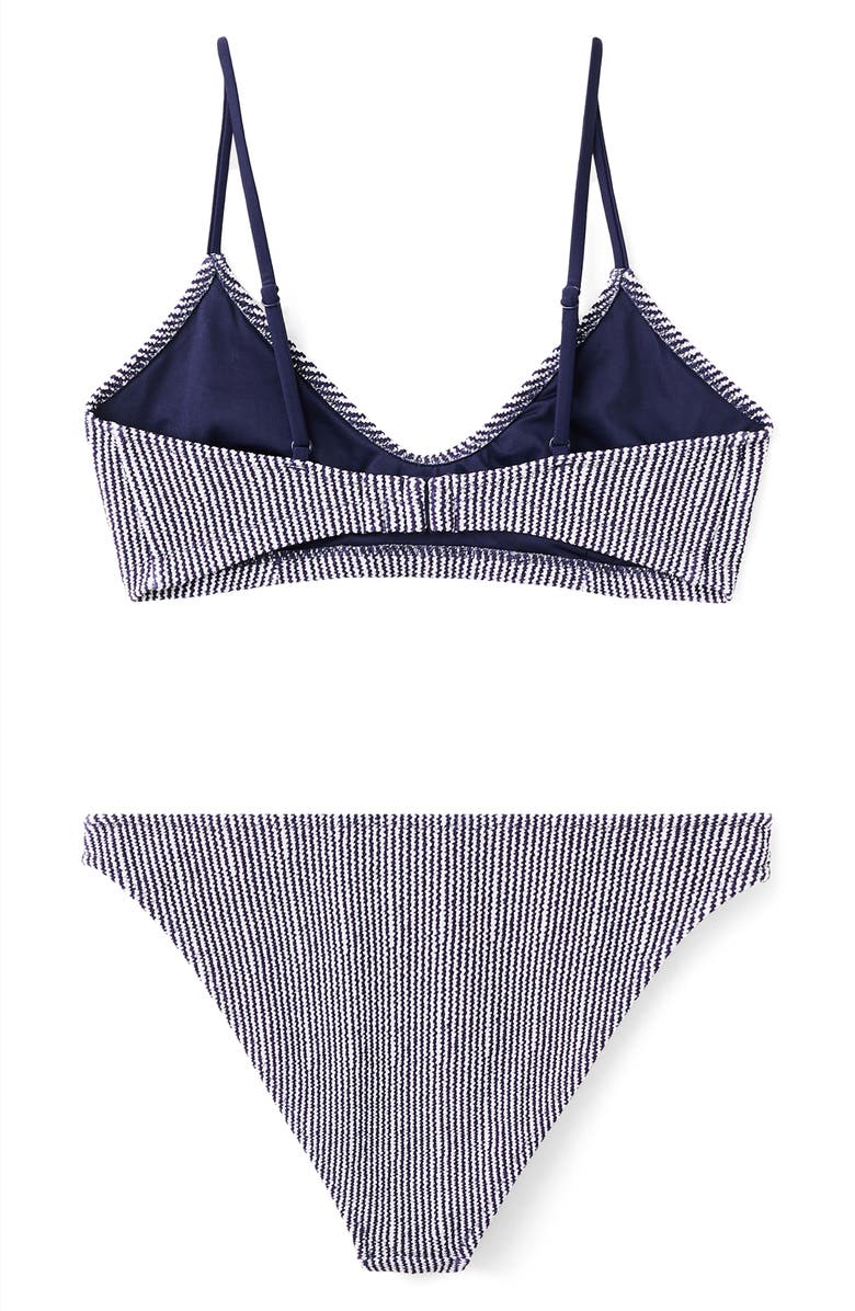 MANGO TEEN Stripe Texture Two-Piece Swimsuit, Alternate, color, Navy