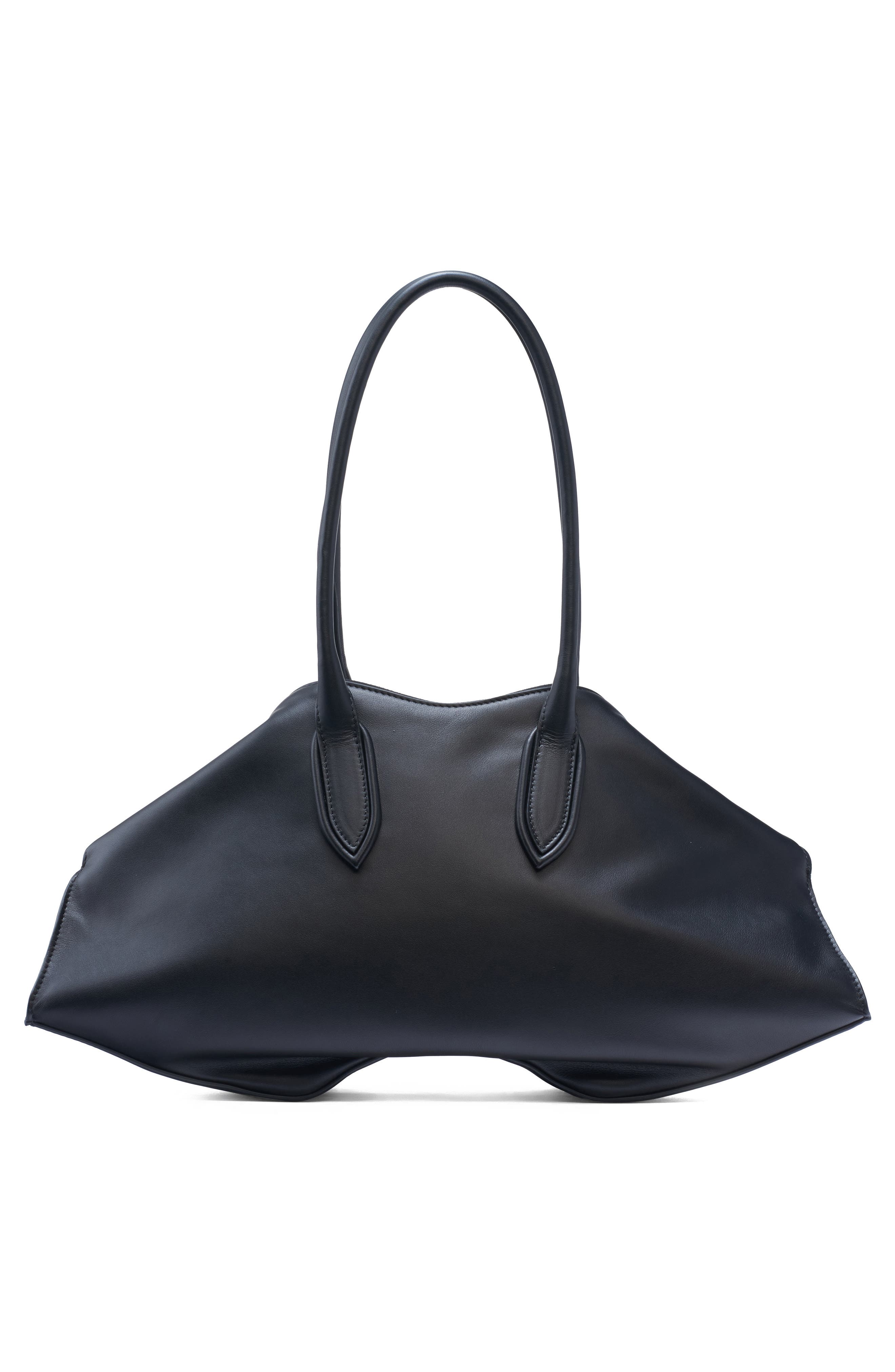 McQueen Small Manta Leather Handbag, Alternate, color, Black/ Silver