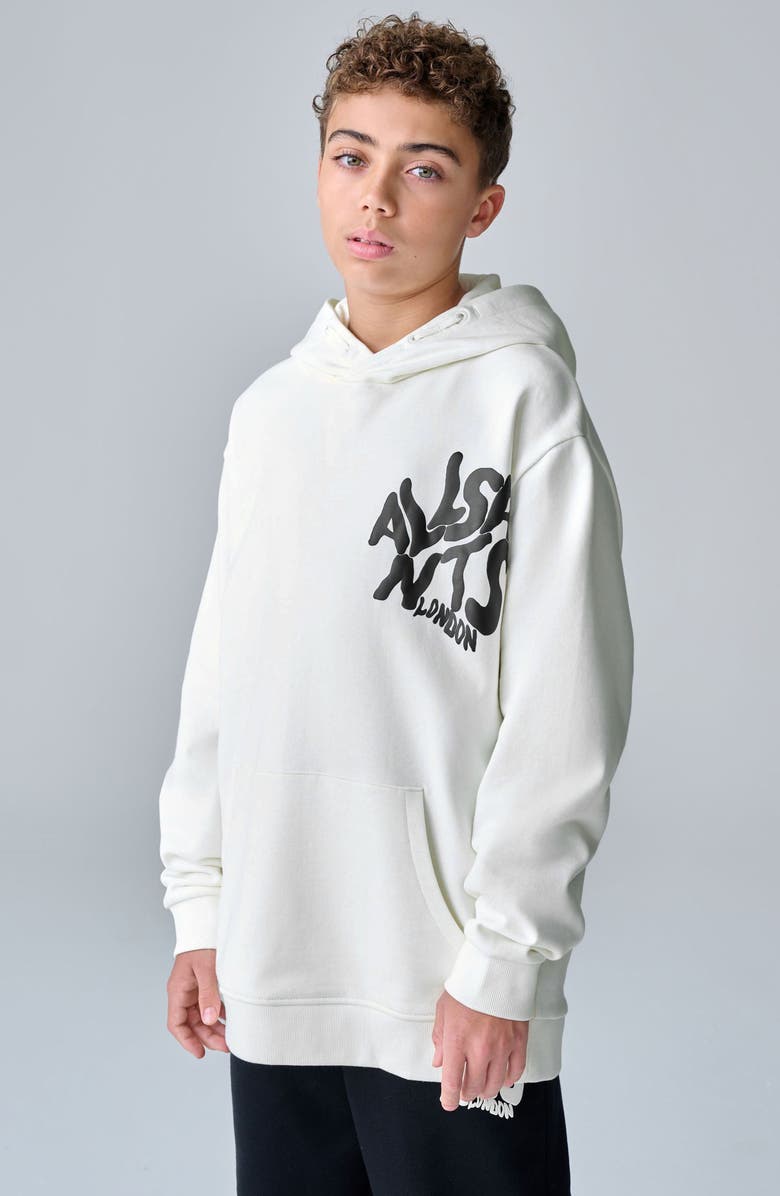 smALLSAINTS by ALLSAINTS Kids' Distortion Orlando Graphic Cotton Hoodie, Alternate, color, White
