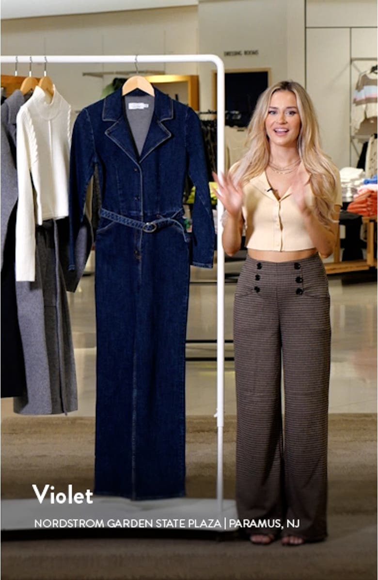 Belted Long Sleeve Denim Jumpsuit, sales video thumbnail