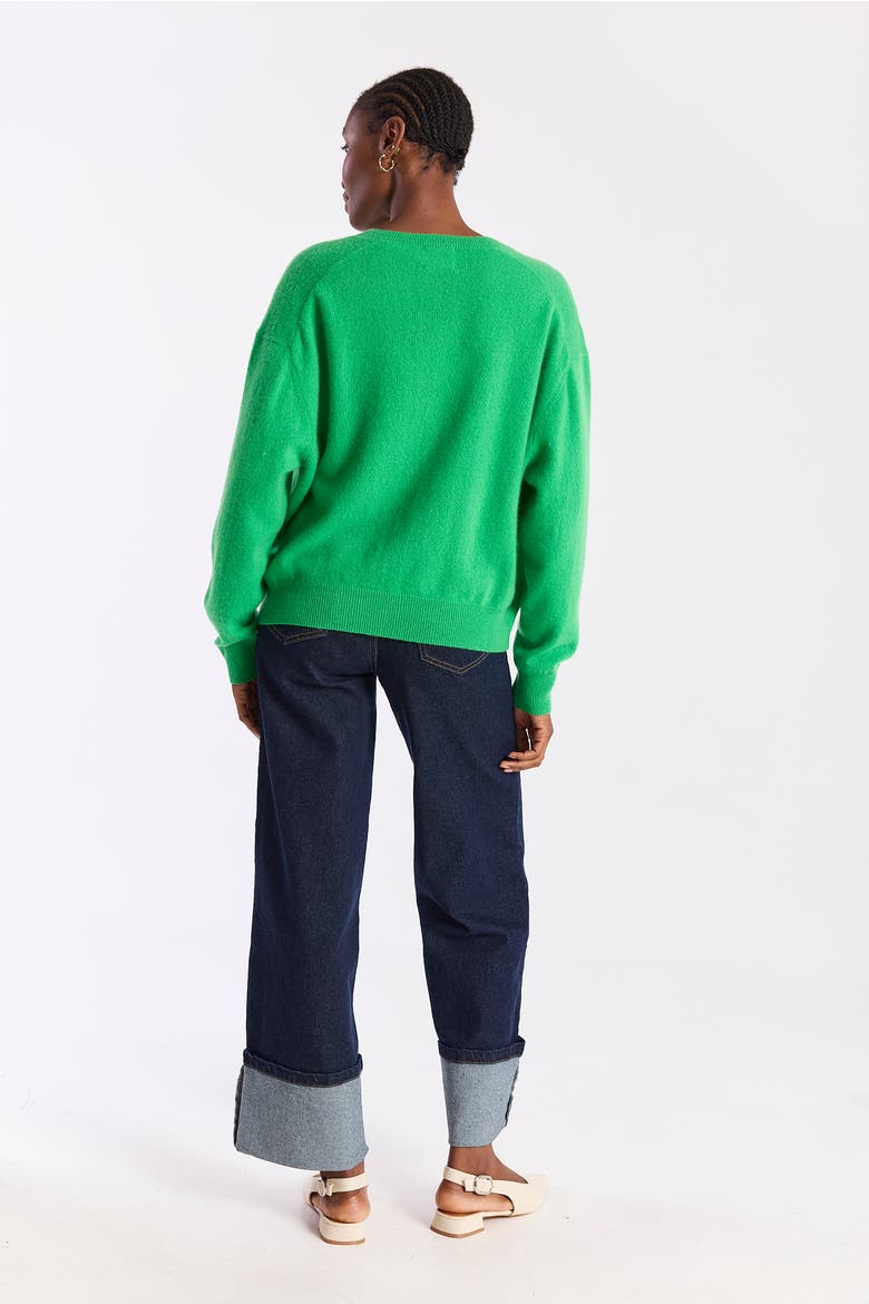Hailey 100% Cashmere V-Neck Sweater, Alternate, color, Spring Green