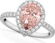 ALLUREZ Pear Halo Morganite & Diamond Engagement Ring 14K Gold
