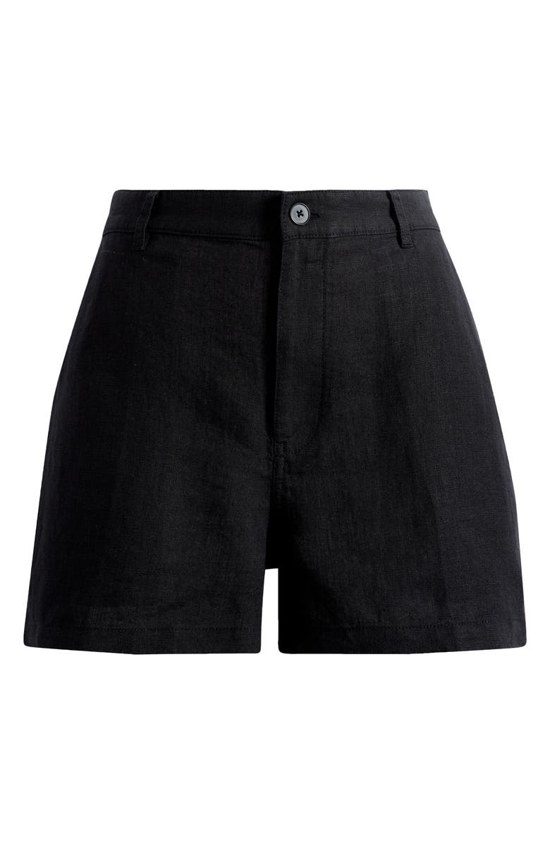 Madewell Zoe Linen Shorts, Main, color, Jet Black