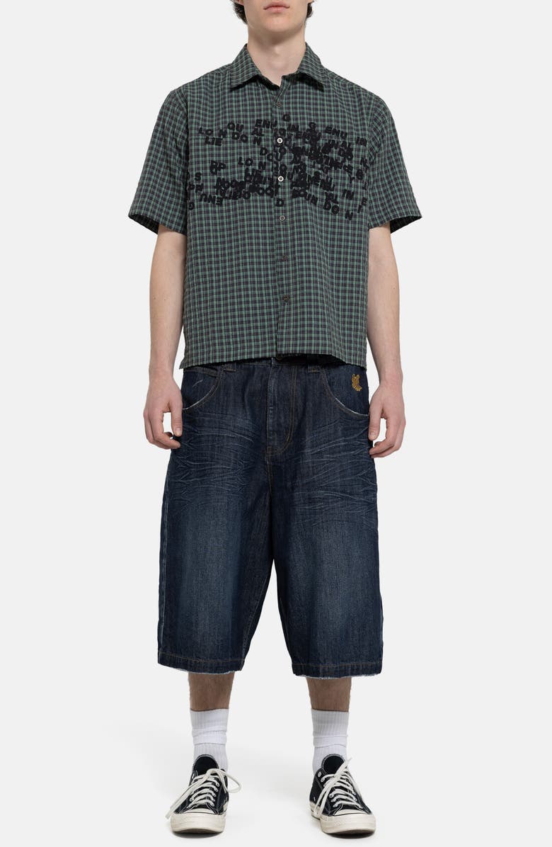 JADED LONDON Check Oversize Cotton Button-Up Shirt, Alternate, color, Green