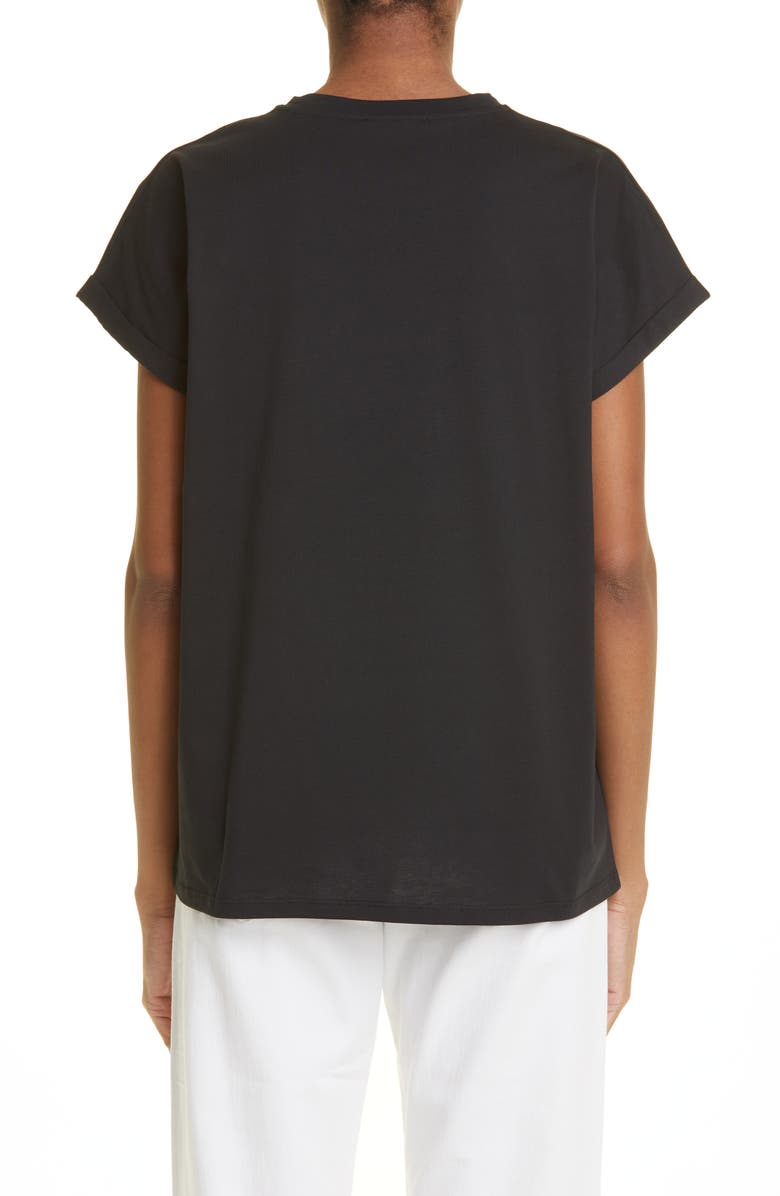 Balmain Flocked Logo Cotton Graphic T-Shirt, Alternate, color,