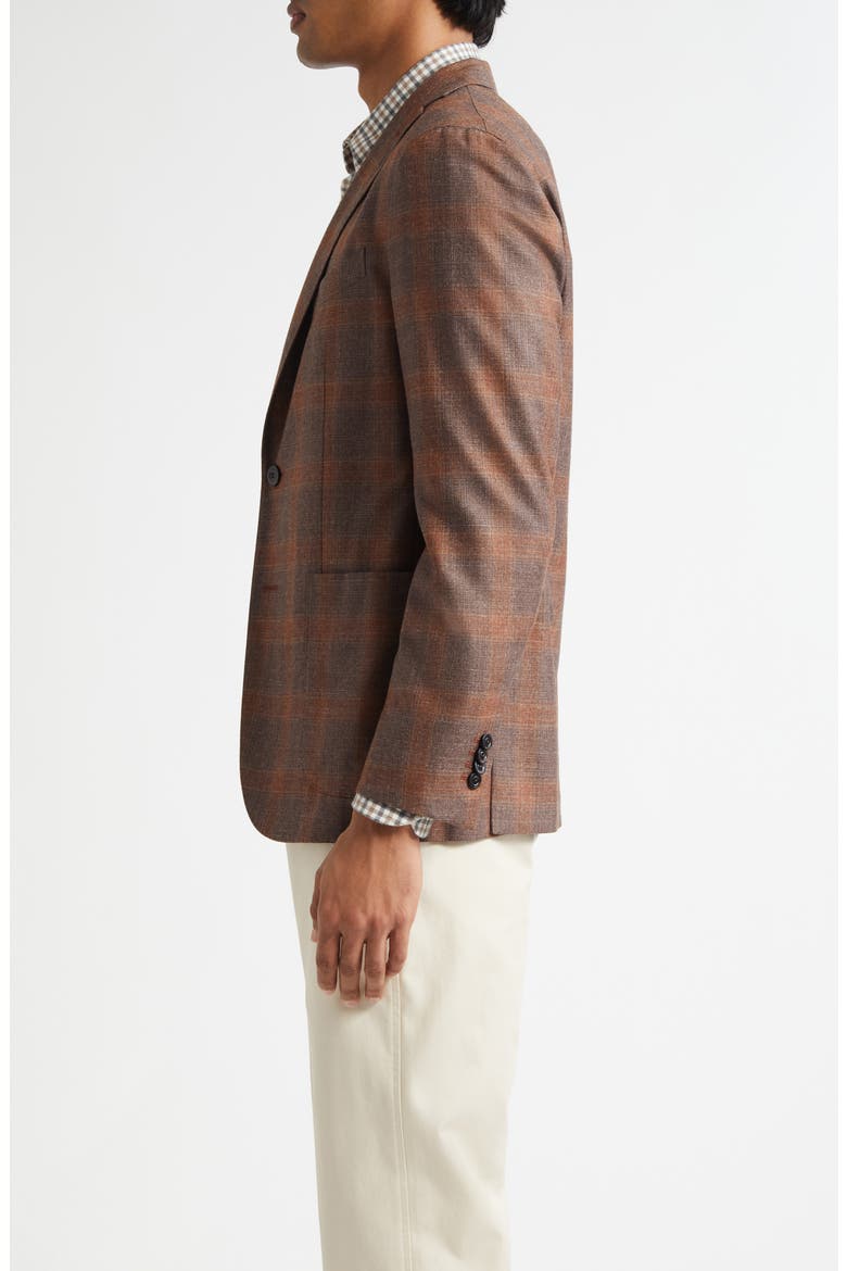 K-Jacket Brown & Red Check Wool Blend Sport Coat, Alternate, color, RUST