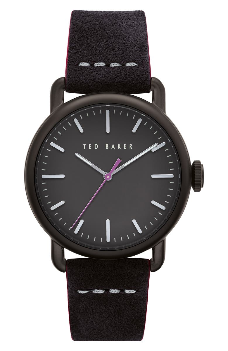 Ted Baker London Tomcooa Leather Strap Watch, 40mm, Main, color,