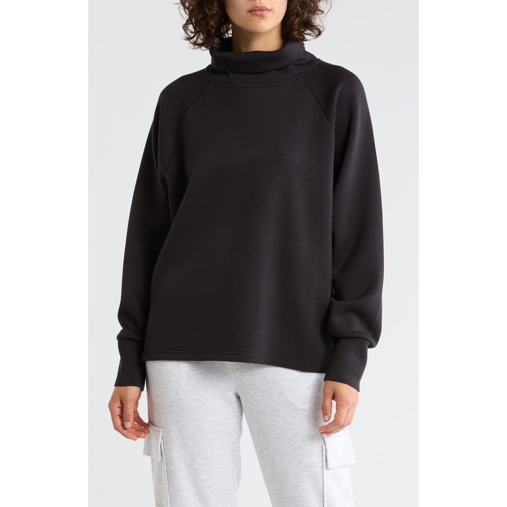 Z By Zella Whisper Knit Turtleneck Sweatshirt In Black