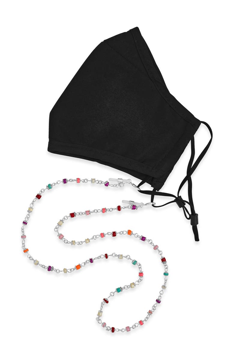 Sterling Forever Beaded Station Chain Leash, Main, color, Silver