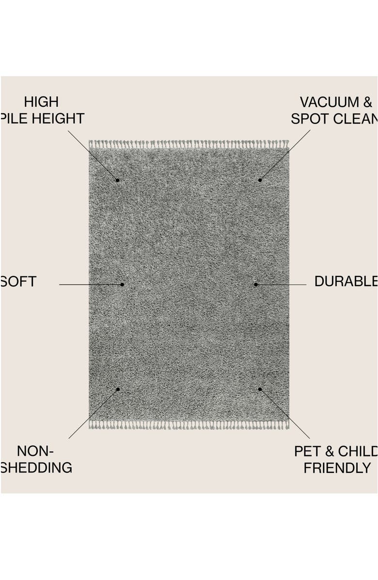 JONATHAN Y Mercer Shag Plush Tassel Area Rug, Alternate, color, Charcoal