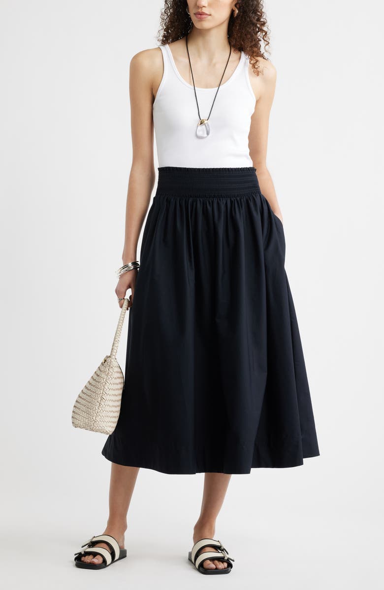 Nordstrom Smocked Cotton Midi Skirt, Alternate, color,