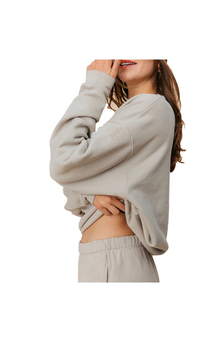 Ocio Women's Organic Cotton Teddy Oversized Crewneck, Alternate, color, Stone