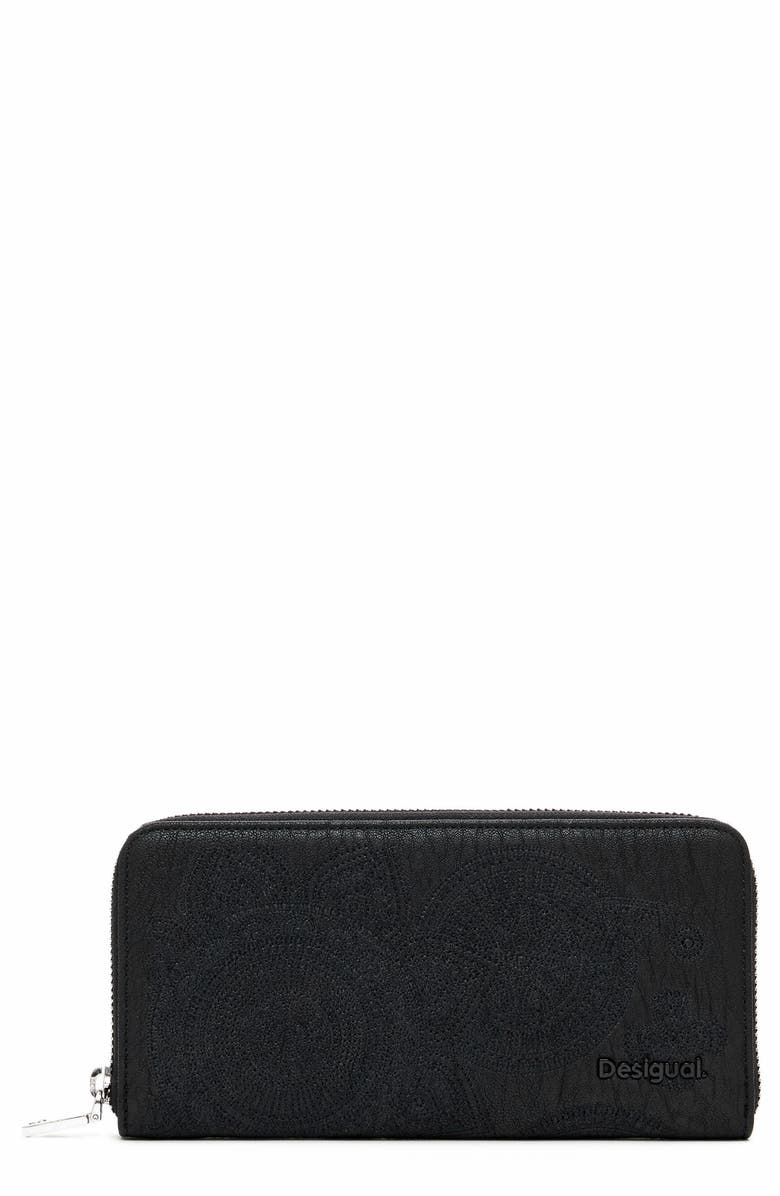Desigual Mone Dejavu Faux Leather Wallet, Main, color, Black