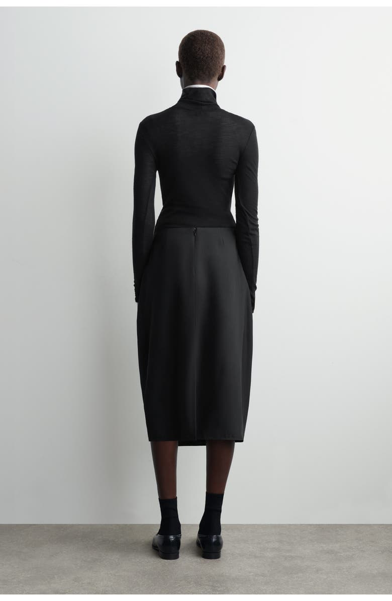 COS Pleated Wool Midi Tulip Skirt, Alternate, color, Black