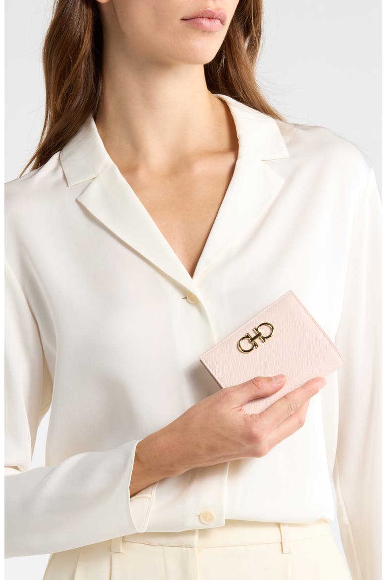 Gancini Compact Wallet, Alternate, color, BALLET/ MACARON