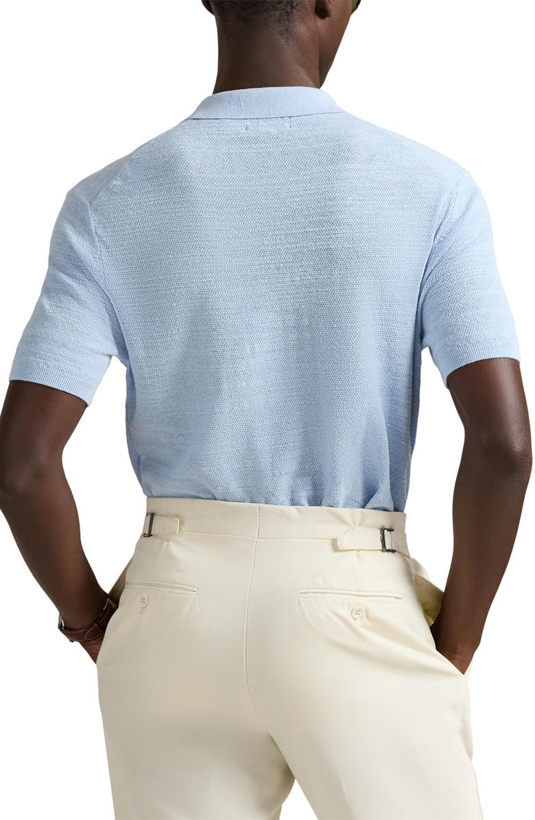 Polo Ralph Lauren Textured Seed Stitch Cotton & Linen Polo, Alternate, color, Office Blue/ Deckwash White