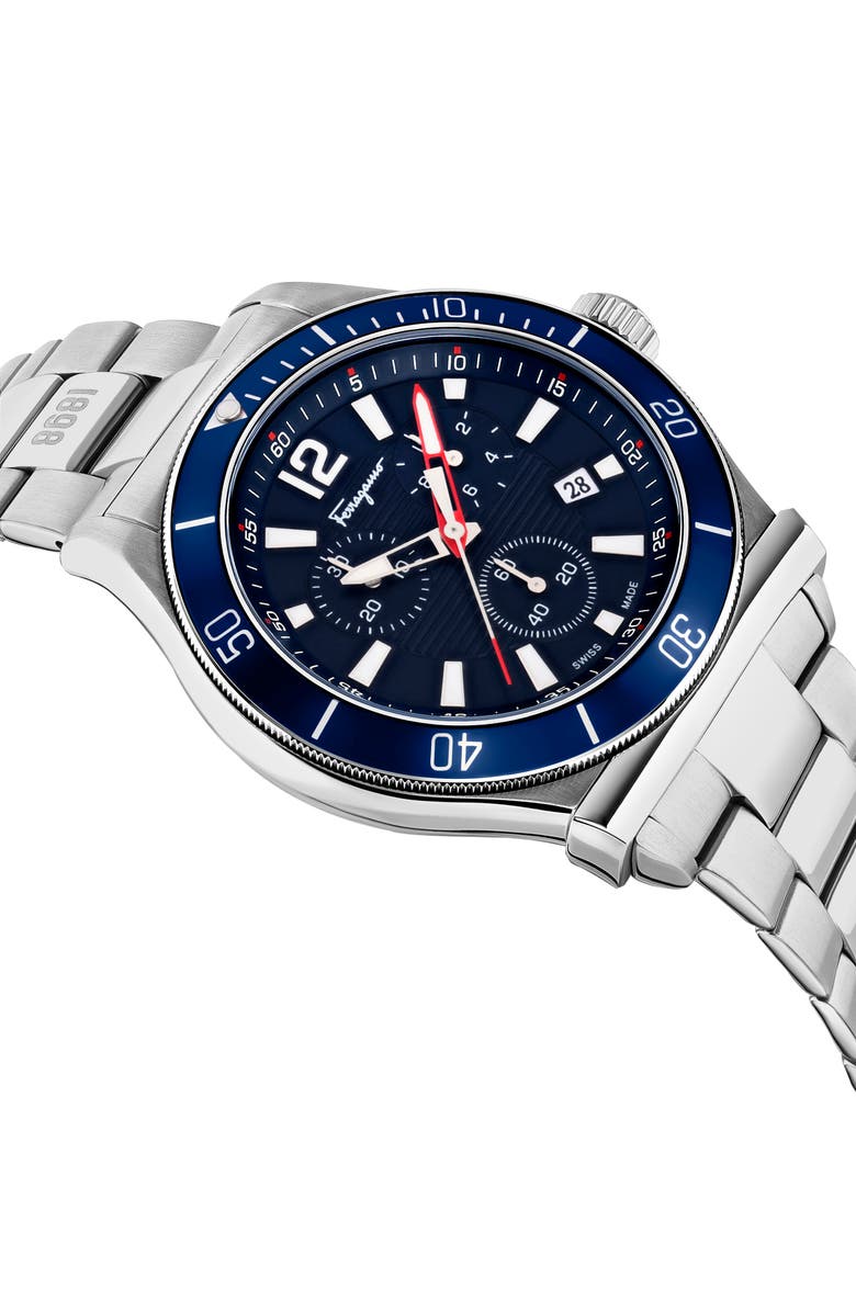 FERRAGAMO 1898 Sport Chronograph Bracelet Watch, 44mm, Alternate, color, 