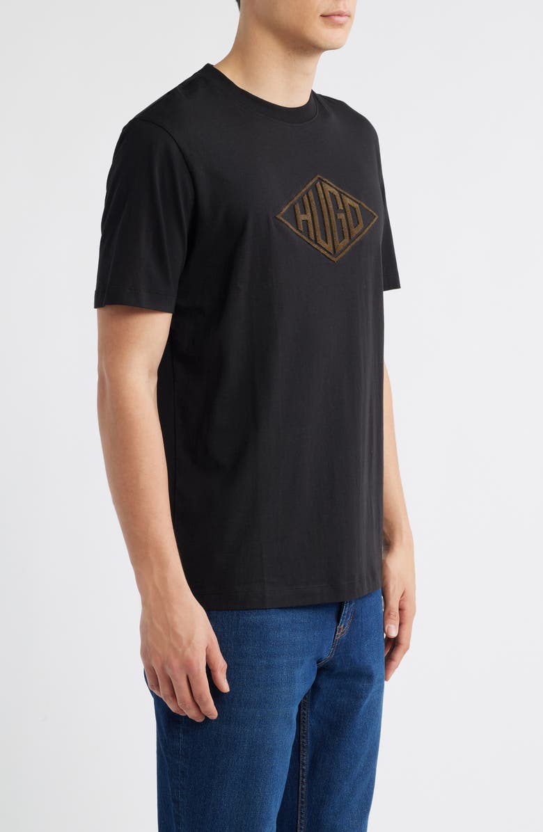 HUGO Dalendi Logo Embroidered T-Shirt, Alternate, color, Black
