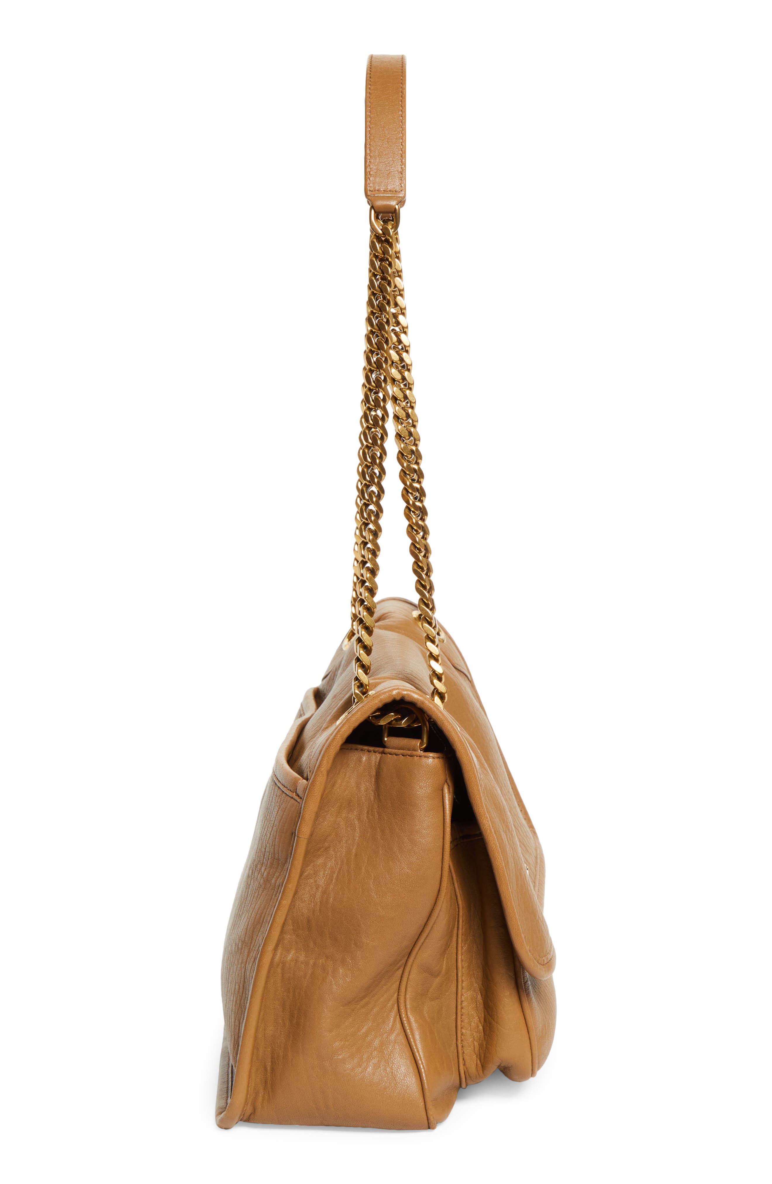 Saint Laurent Medium Niki Leather Shoulder Bag, Alternate, color, Dark Cork
