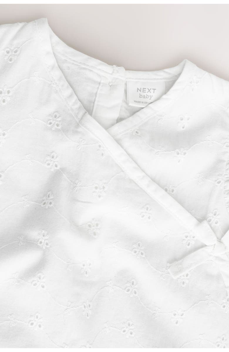 NEXT Eyelet Embroidered Wrap Romper, Alternate, color, White