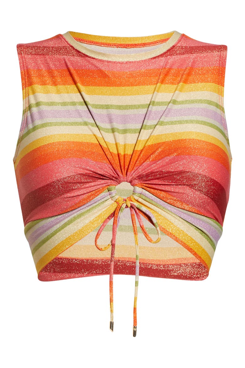 Greta Ruched Cutout Swim Top, Alternate, color, PERSIMMON MULTI