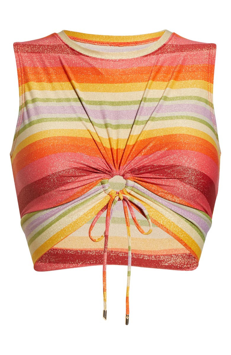 Robin Piccone Greta Ruched Cutout Swim Top, Alternate, color, Persimmon Multi