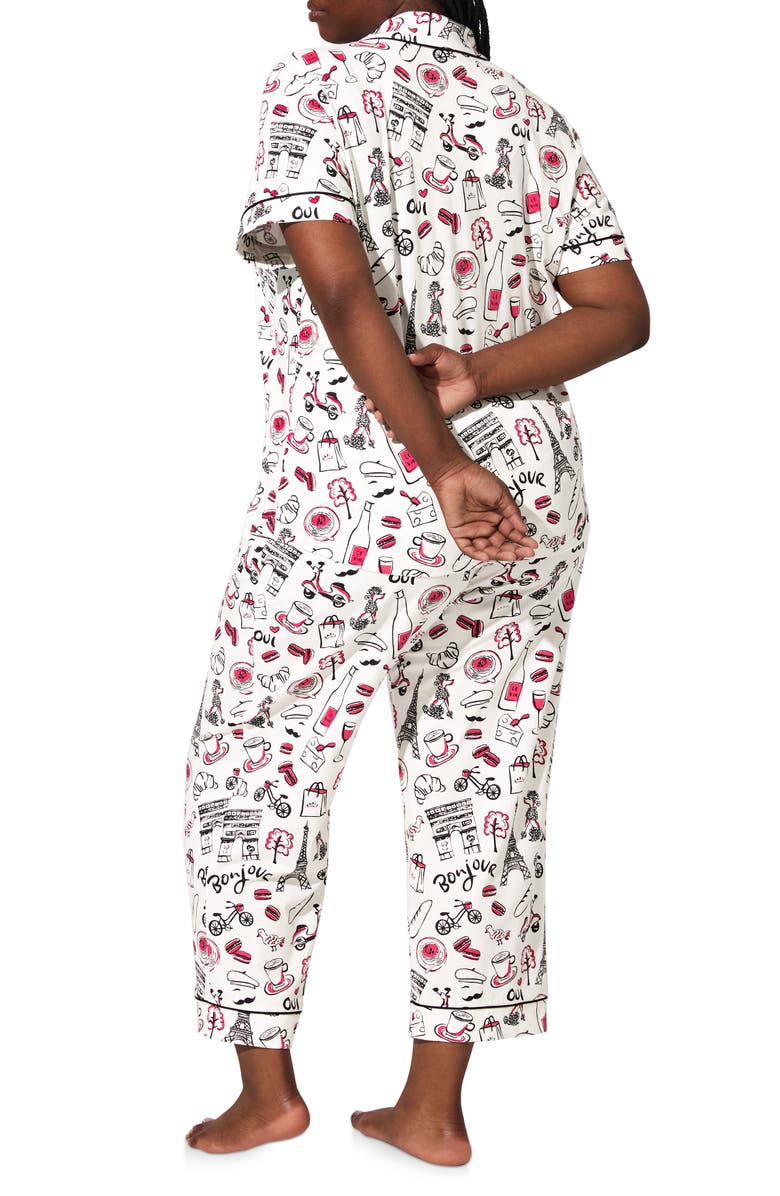 BedHead Pajamas Print Stretch Organic Cotton Jersey Crop Pajamas, Alternate, color, Bonjour Paris