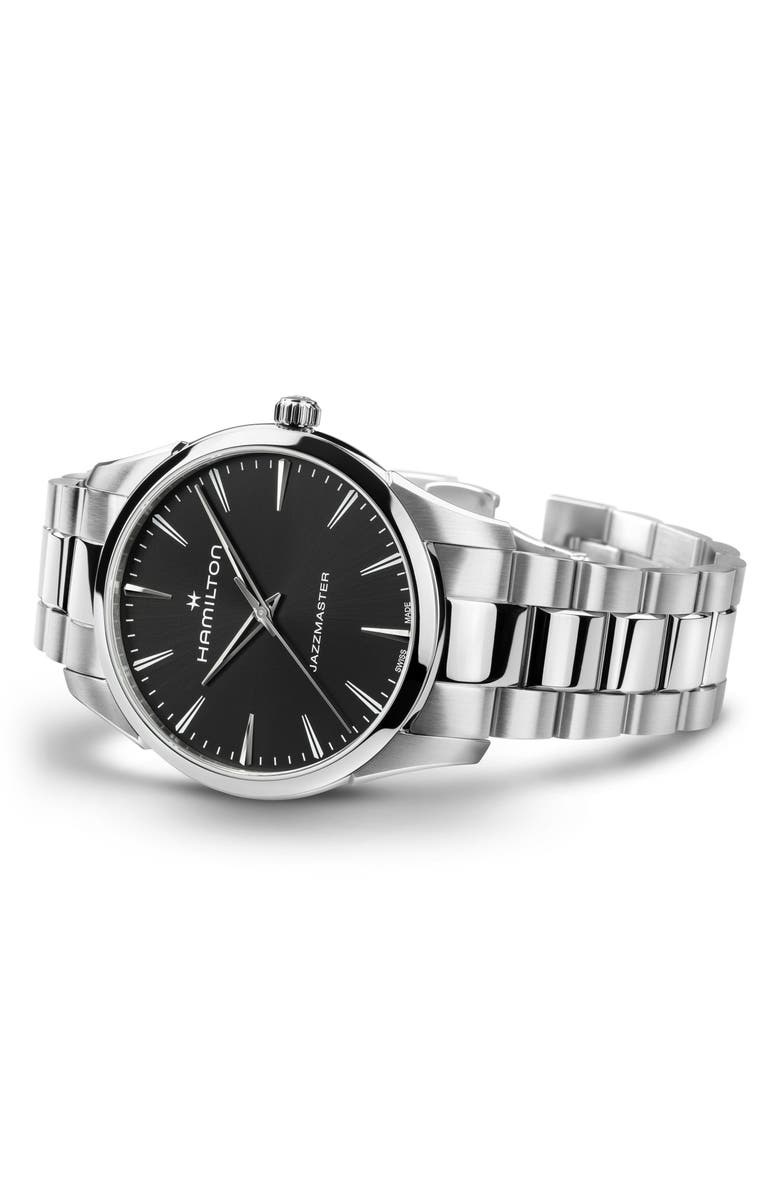 Hamilton Jazzmaster Bracelet Watch, 40mm, Alternate, color, Black/ Silver