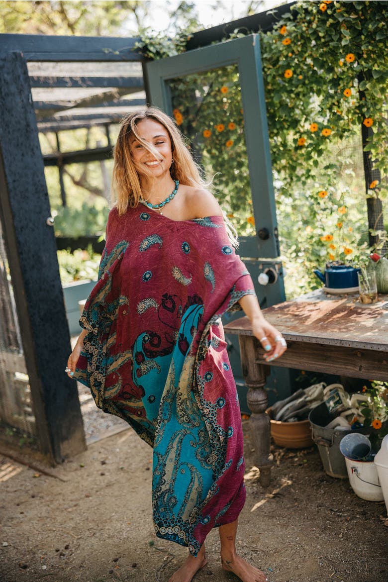 Long Caftan Daphne, Alternate, color, Purple & Blue
