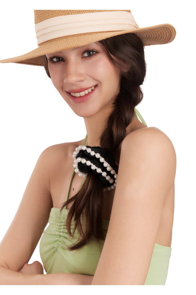 Pearl Glaze Silk Scrunchie, Alternate, color, Black Sugar