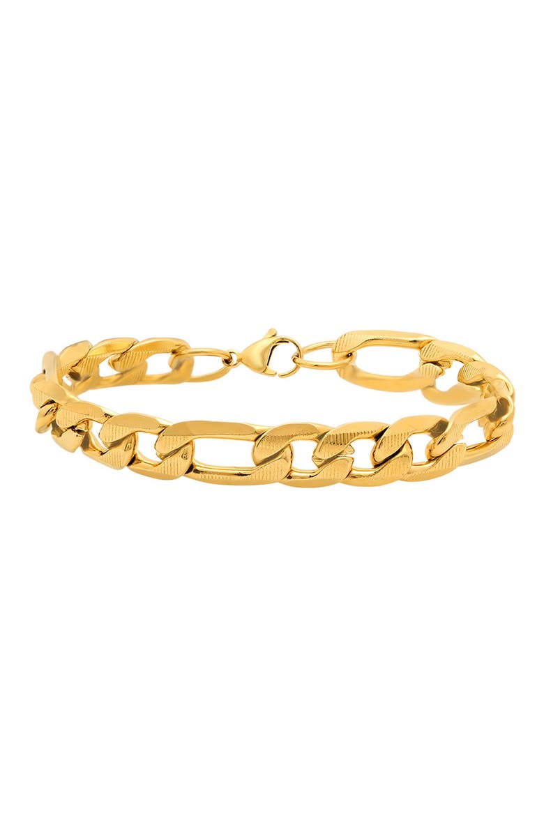 Men's 18k Gold Plated Figaro Chain Bracelet, Main, color, GOLD