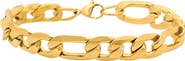 STEELTIME Men's 18k Gold Plated Figaro Chain Bracelet