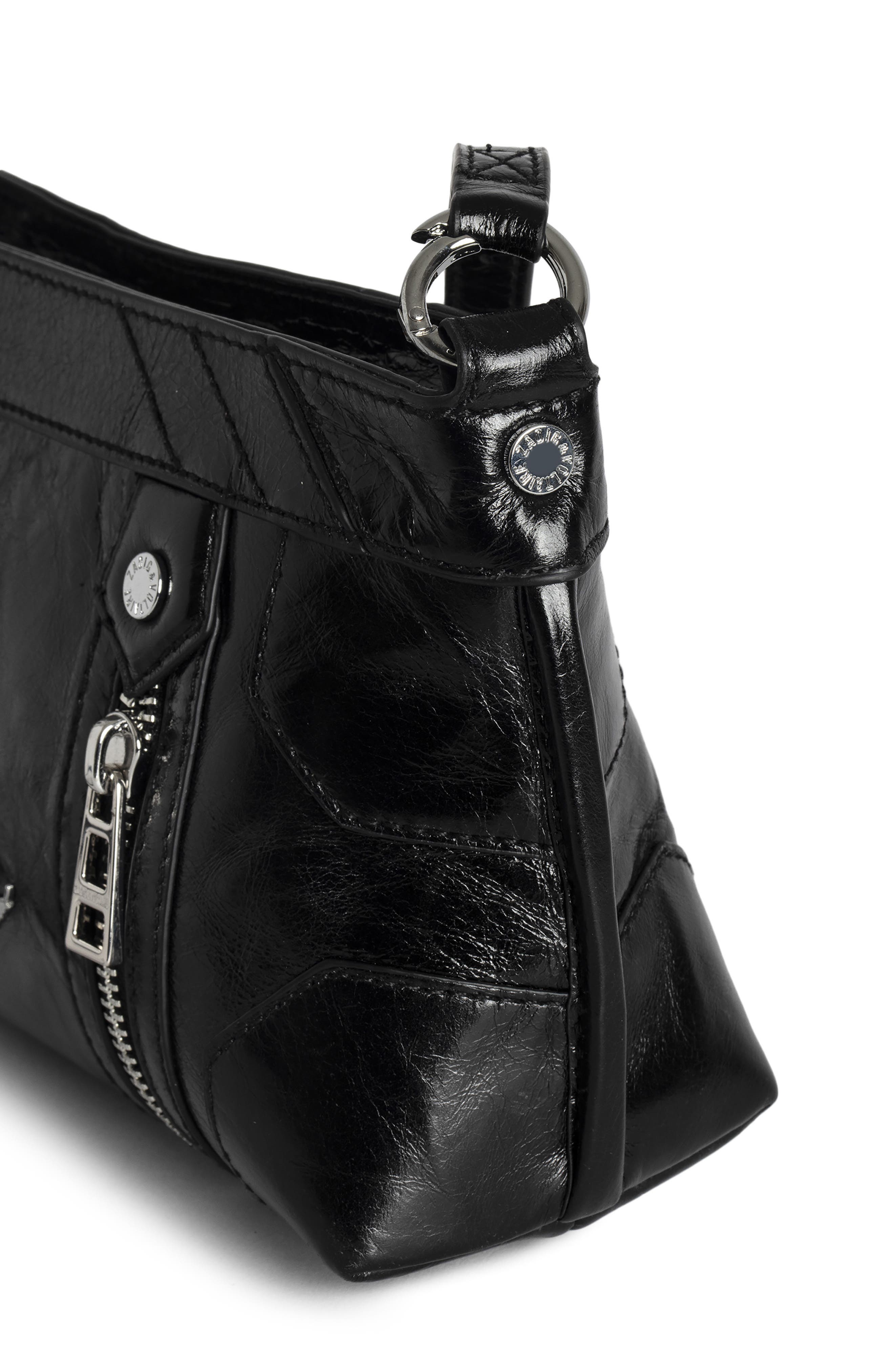 Zadig & Voltaire Sunny Mood Vintage Patent Crossbody Bag, Alternate, color, Noir