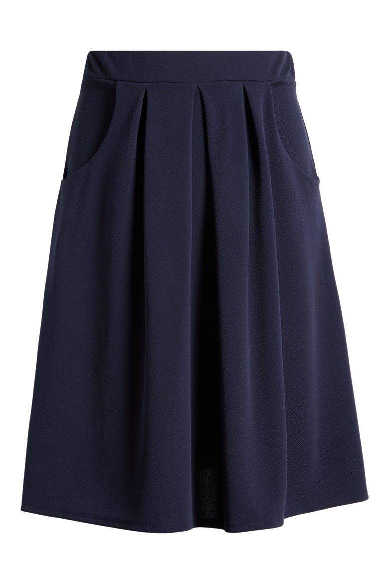 Pleated Elastic Waist Skirt, Alternate, color, NAVY
