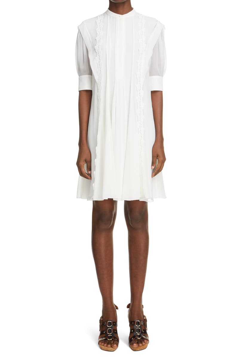Chloé Puff Sleeve Silk Georgette Dress, Main, color, 