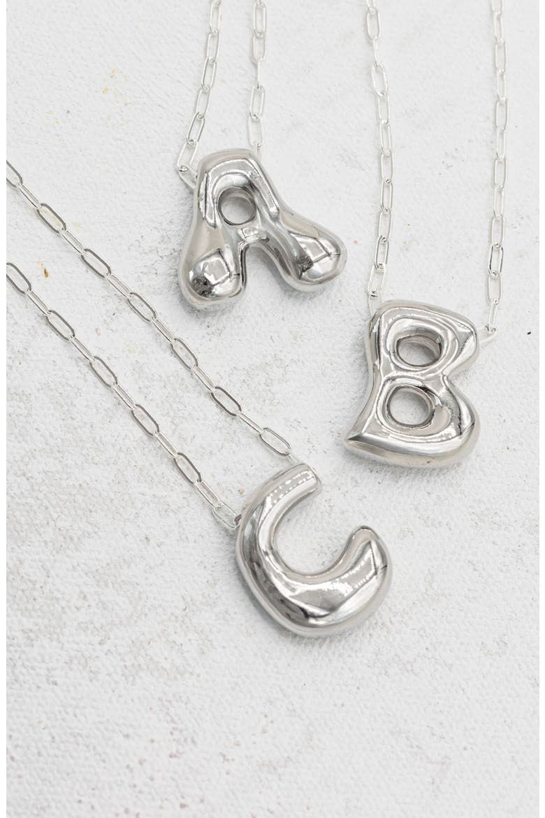 Small Paperclip Necklace with Silver Letter Charm, Alternate, color, Silver - D