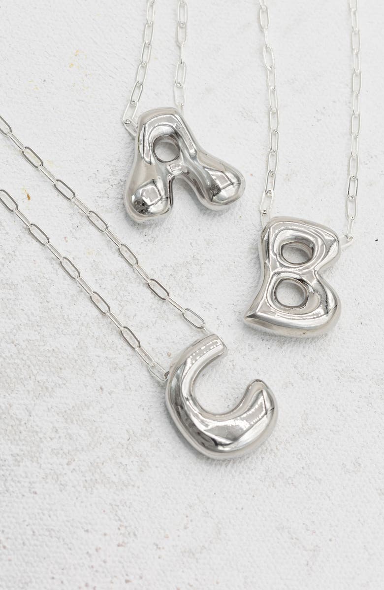 Emerson & Oliver Small Paperclip Necklace with Silver Letter Charm, Alternate, color, Silver - K