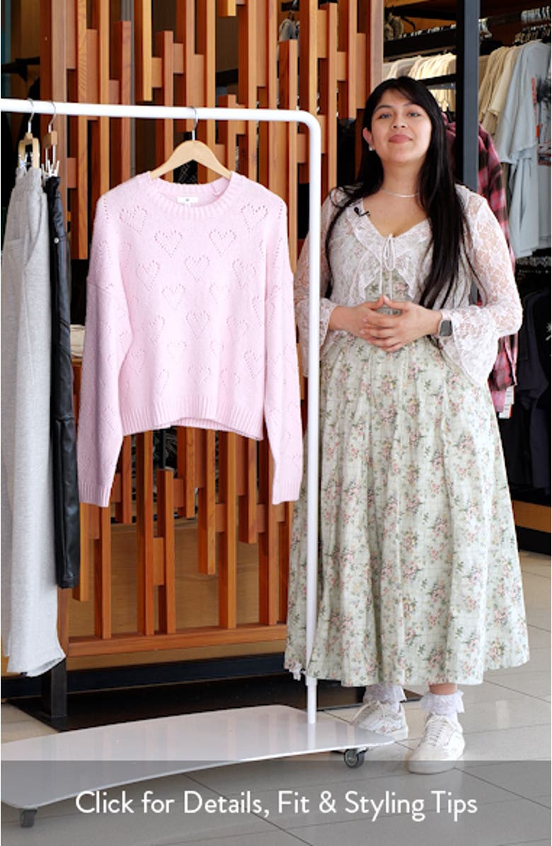 Pointelle Heart Cotton Blend Sweater, sales video thumbnail