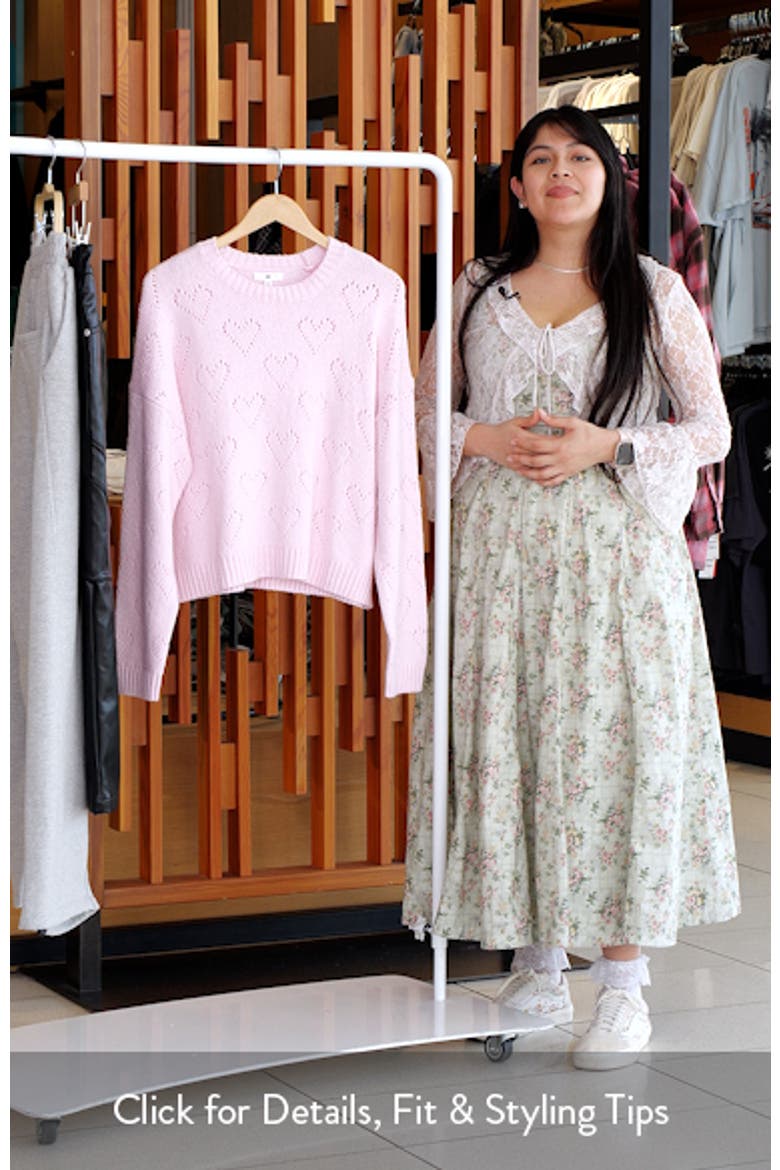 Pointelle Heart Cotton Blend Sweater video