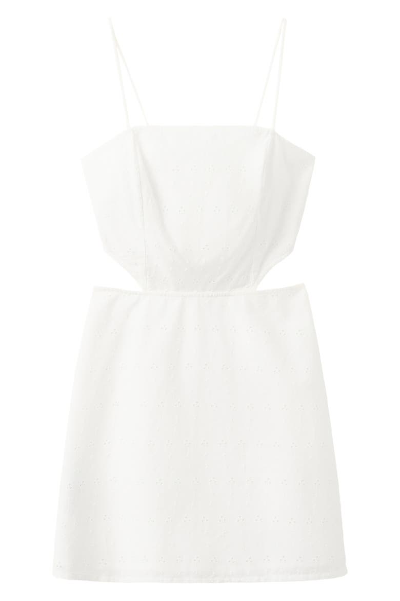 Embroidered Eyelet Cutout Minidress, Main, color, OFF WHITE