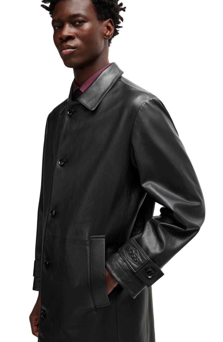 BOSS Malfred Leather Overcoat, Alternate, color, 