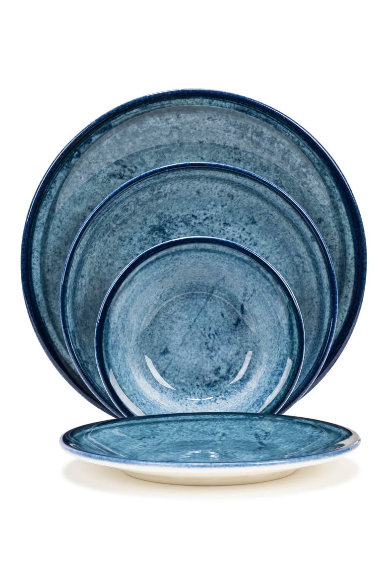 Blue Stone 16-Piece Dinnerware Set, Main, color, CERULEAN-BLUE AND NAVY