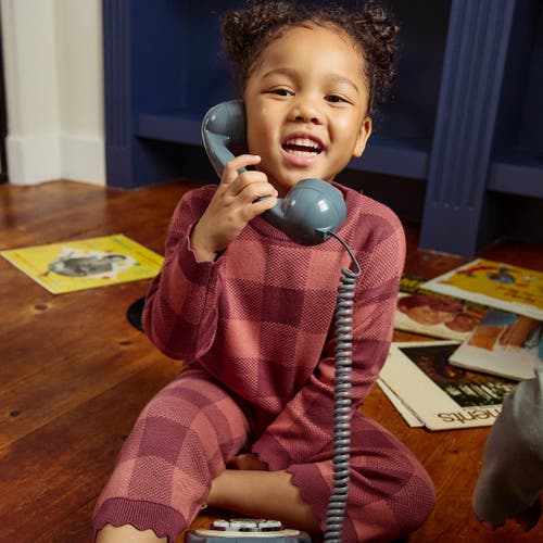 Modern Moments™ By Gerber Scalloped Sweater & Pant Set In Dark Rose Large Check