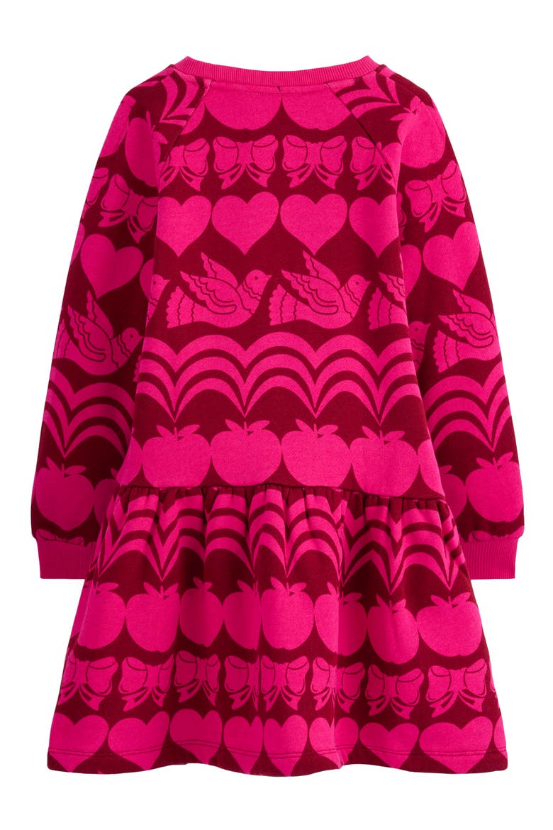 Kids' Mod Print Long Sleeve Sweatshirt Dress, Alternate, color, RED LIQUORICE FESTIVE FUN