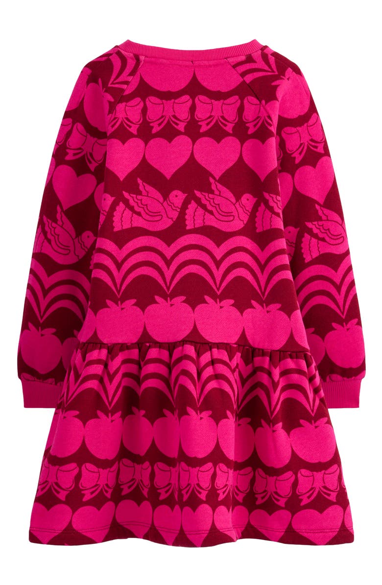 Mini Boden Kids' Mod Print Long Sleeve Sweatshirt Dress, Alternate, color, Red Liquorice Festive Fun