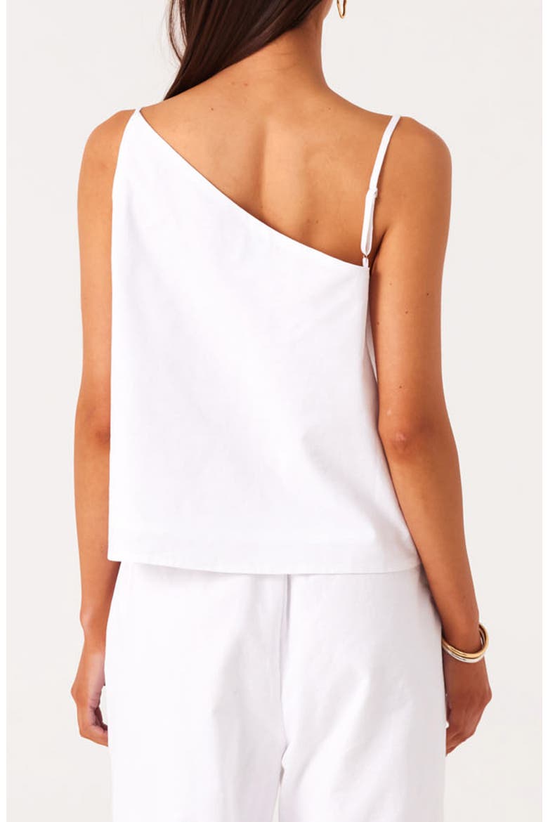 Ismene Asymmetrical One Shoulder Linen & Cotton Blend Top, Alternate, color, WHITE
