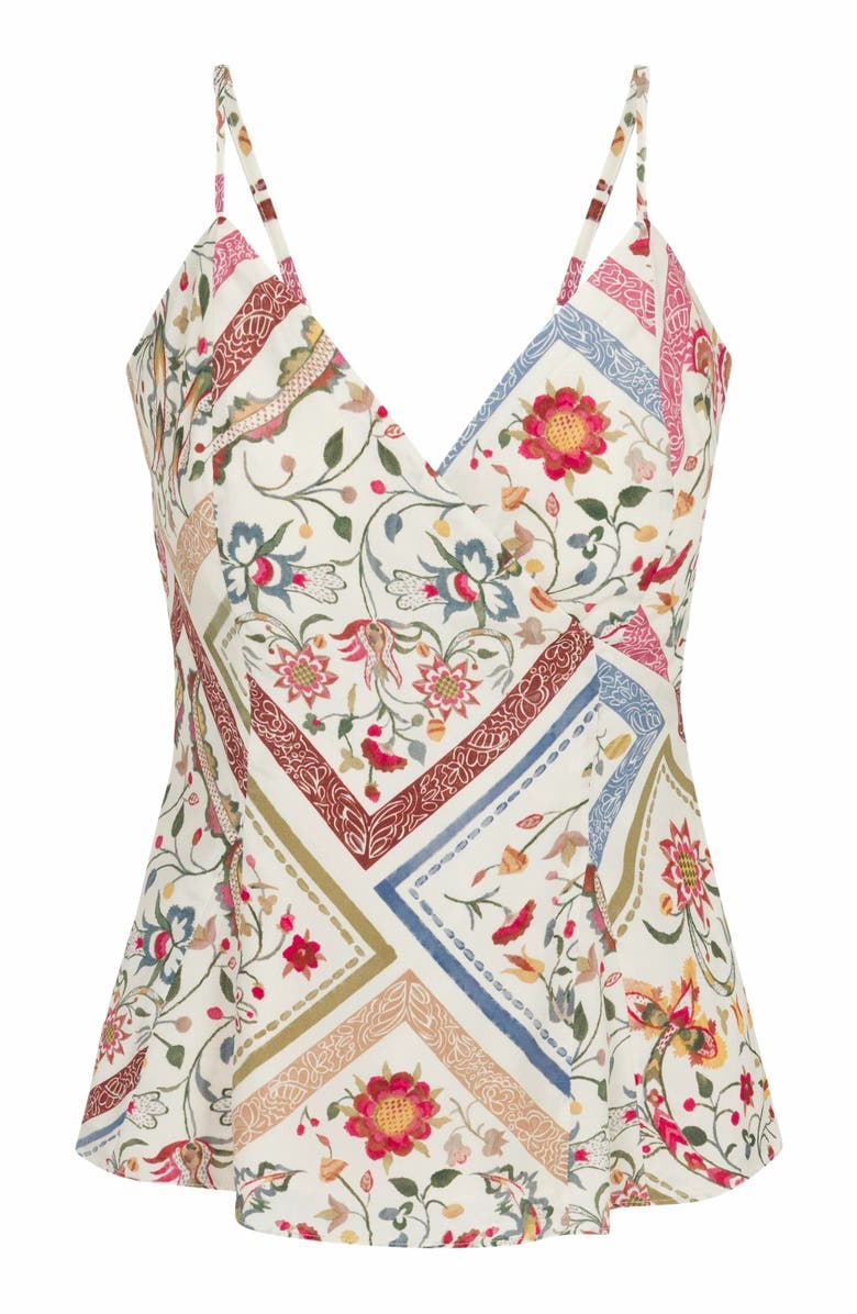 Rebecca Taylor Irie Silky Top, Alternate, color, Montage Floral Ivory Combo