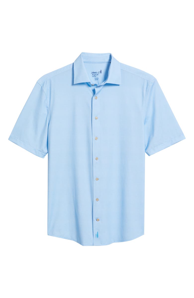 johnnie-O Spielman Hangin' Out Short Sleeve Knit Button-Up Shirt, Alternate, color, Tarpon